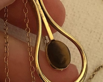 OFERTA Colgante y cadena de ojo de tigre de Avon vintage, elegante bohemio, elegante, delicado regalo de Navidad retro, envío gratuito al Reino Unido
