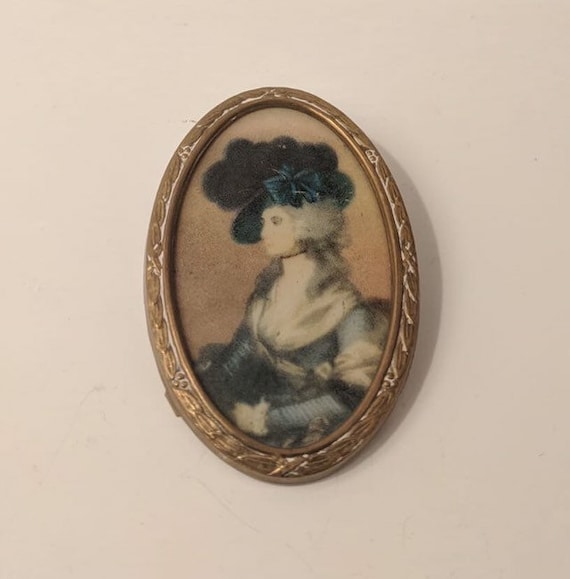 SALE Antique Portrait Style Brooch Women Large bro