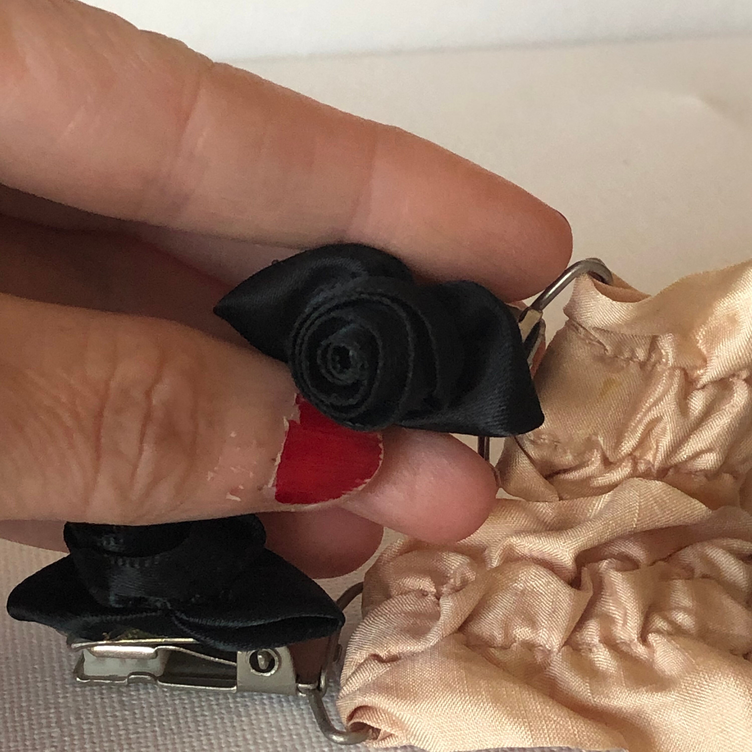 Vintage dress clips fabric set of 2 beige and black black Etsy