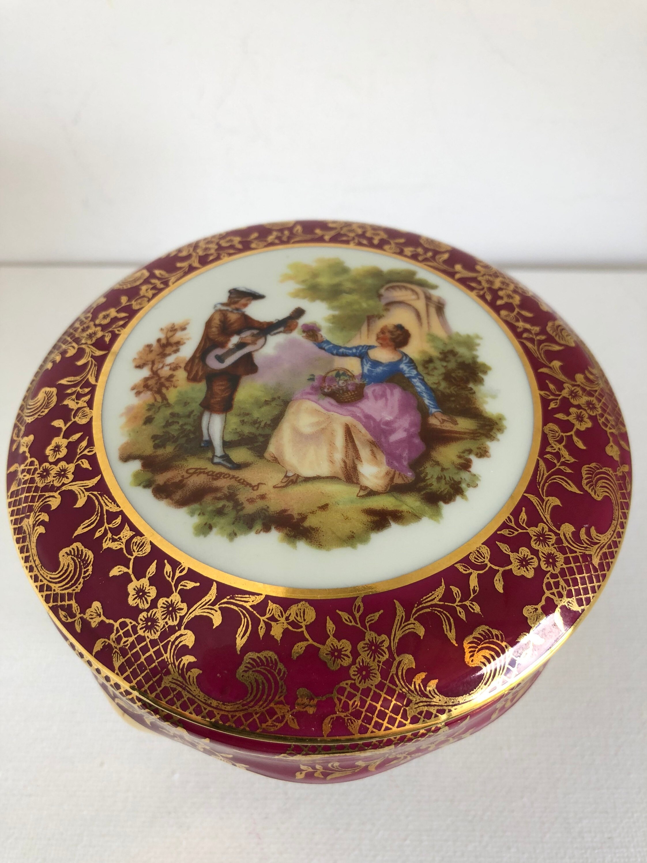 Vintage Meissner Limoges France three legged jewellery box or Etsy