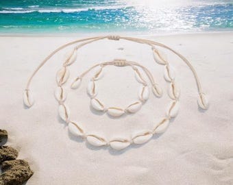 Cowrie Shell Neckalce & Bracelet Set