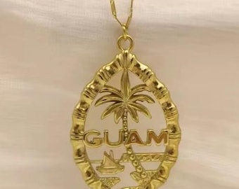 2.5" Guam Seal Bamboo Pendant w/ Baht Neck Chain