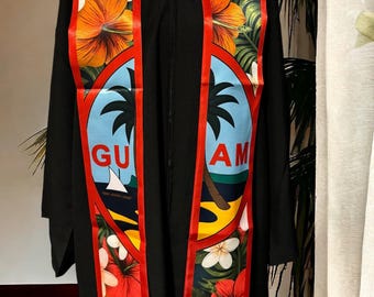 Hibiscus Plumeria Guam Seal Graduation Sash