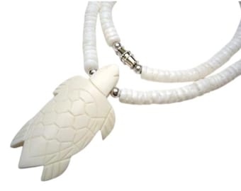 Bone Turtle w/ Litob Clam Shell Necklace
