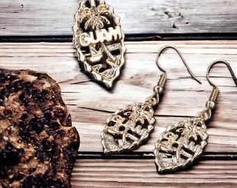 Guam Seal Bamboo Necklace & Earrings Set