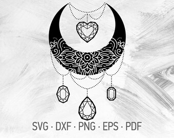 Download Svg Dxf Png Eps Pdf Diamonds Tattoo Symbol Crescent Moon Lotus Design Crystal Moon Mandala Svg Cricut Cut Files Healing Crystals Clip Art Art Collectibles