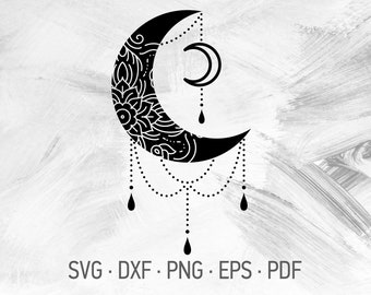 Download Svg Dxf Png Eps Pdf Diamonds Tattoo Symbol Crescent Moon Lotus Design Crystal Moon Mandala Svg Cricut Cut Files Healing Crystals Clip Art Art Collectibles