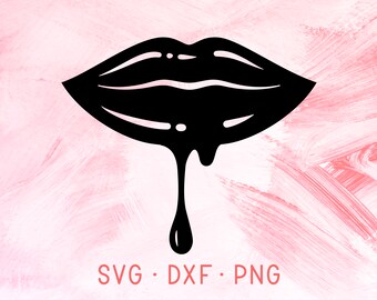 Download Black Dripping Lips SVG DXF PNG Cut File For Cricut Sexy ...