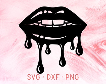 Download Black Dripping Lips SVG DXF PNG Cut File For Cricut Sexy Make | Etsy