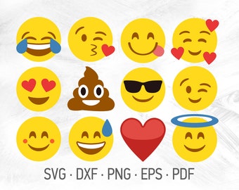 Emoji SVG Bundle Cricut Cut Files, Smiley Faces Crying Laughing Emoji Design, Smile Emoji Sign [svg dxf png eps pdf]