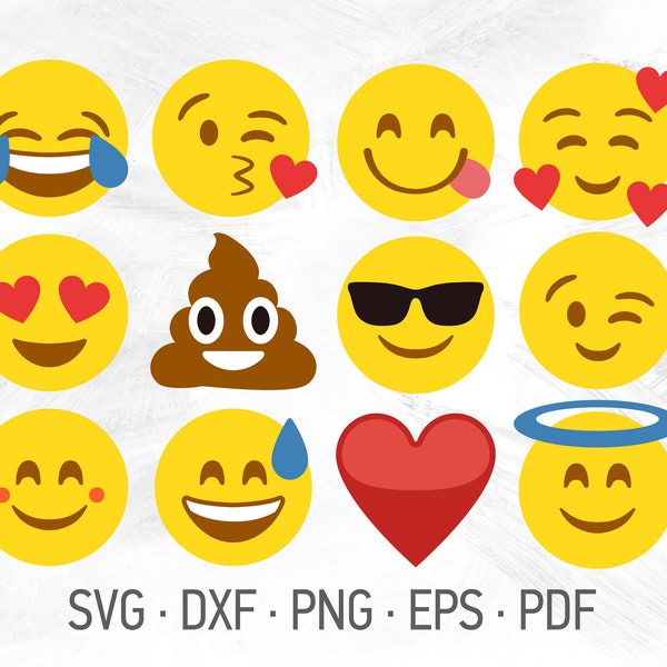 Emoji SVG Bundle Cricut Cut Files, Smiley Faces Crying Laughing Emoji Design, Smile Emoji Sign [svg dxf png eps pdf]