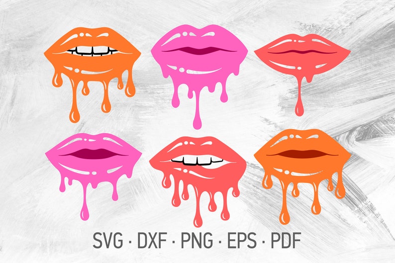 Download Dripping Lips SVG Cricut Cut Files Colorful Glossy Lip | Etsy