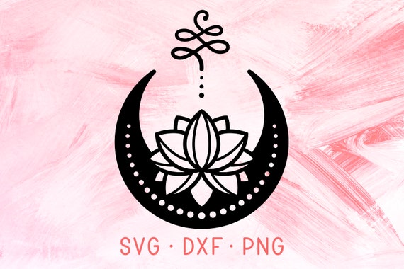 Download Unalome Lotus With Moon Svg Dxf Png Cricut Cutting Files Cute Etsy