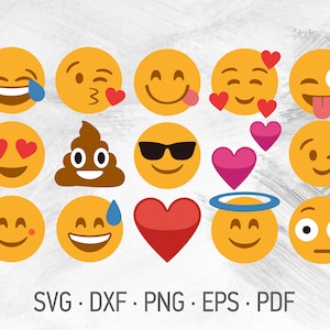 Emoji SVG Bundle Cricut Cut Files, Smiley Faces Pleurer Rire Emoji Design [svg dxf png eps pdf]