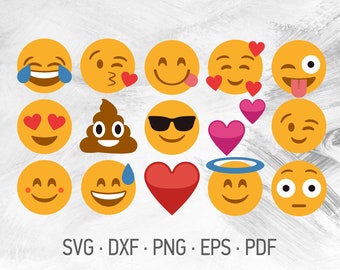 Emoji SVG Bundle Cricut Cut Files, Smiley Faces Crying Laughing Emoji Design [svg dxf png eps pdf]