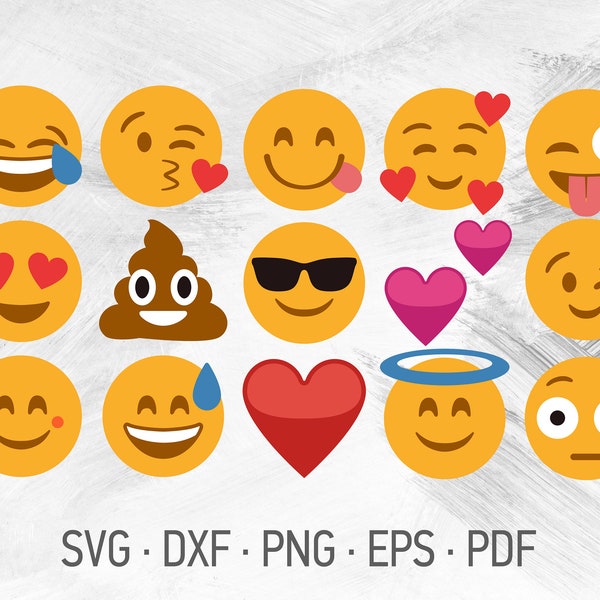 Emoji SVG Bundle Cricut Cut Files, Smiley Faces Crying Laughing Emoji Design [svg dxf png eps pdf]