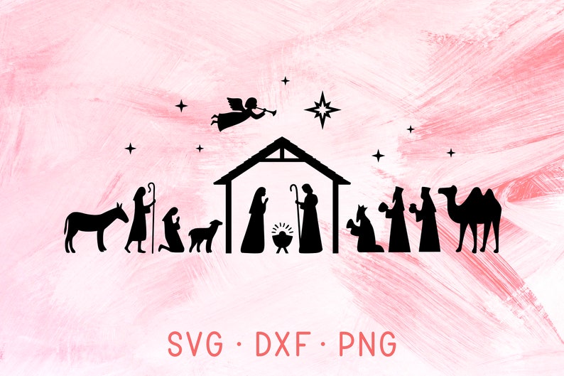 Nativity Scene SVG DXF PNG Cricut Cut Files Manger Scene  Etsy