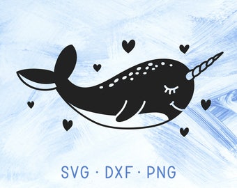 Narwhals SVG Cricut Narwhale Clipart, Baby Shower Decor, Nautical Svg DXF PNG, Narwhal Svg Cutting Files, Ocean Sea Creature Vector Svg File