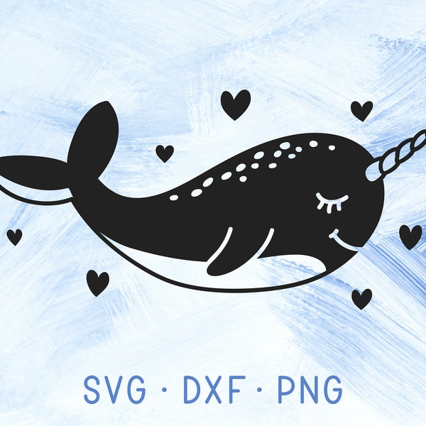 Narwhals SVG Cricut Narwhale Clipart, Baby Shower Decor, Nautical Svg DXF PNG, Narwhal Svg Cutting Files, Ocean Sea Creature Vector Svg File