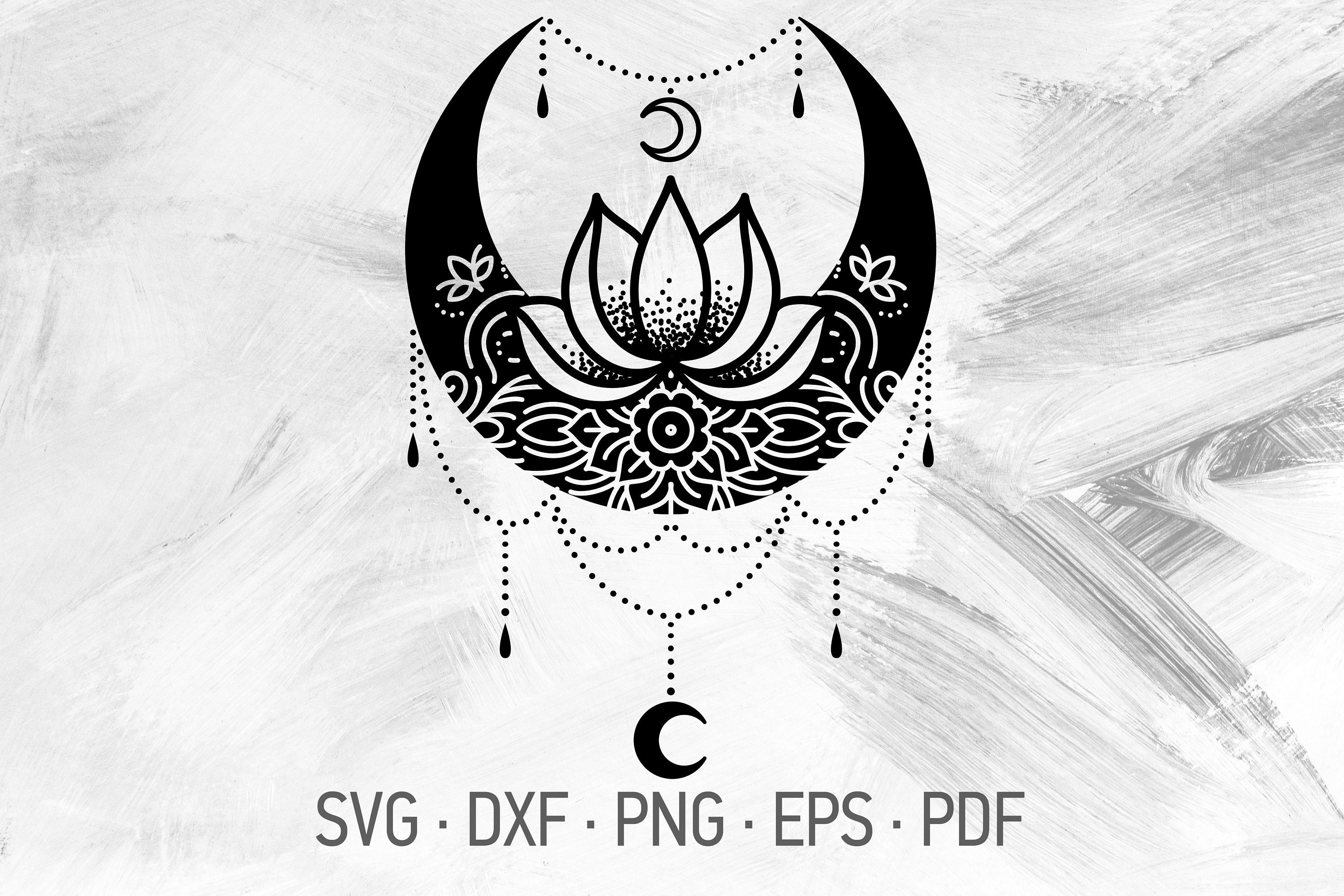 Download Lotus Moon Mandala Svg Files For Cricut Crescent Moon Lotus Etsy