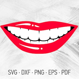 Fichiers SVG sourire à pleines dents pour Cricut, drôle visage masque souriant lèvres Design, bouche lèvres et dents [svg dxf png eps pdf]