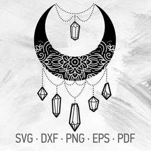 Download Svg Dxf Png Eps Pdf Buddhist Tattoo Symbol Crystal Moon Mandala Svg Cricut Cut Files Crescent Moon Lotus Flower Design With Sparkles Clip Art Art Collectibles