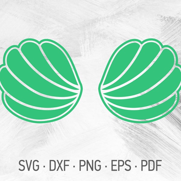 Sea Shells Bra SVG Files For Cricut, Mermaid Costume Design, Baby Girl Top With Two Shells [svg dxf png eps pdf]