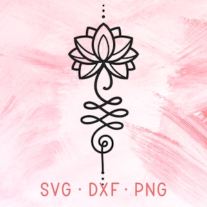 Lotus Flower Unalome SVG Files For Cricut, Floral Silhouette PNG, Yoga Studio Logo Design, Cute T-Shirt Buddhist Tattoo Design Cutting Files