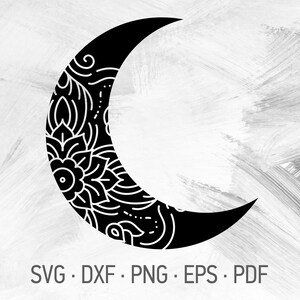 Download Moon With Lotus Mandala Svg Cricut Cut Files Crescent Moon Etsy