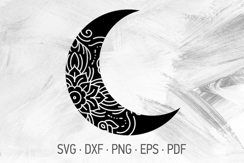 Download Moon Mandala SVG Cricut Cut Files Crescent Moon With Lotus ...