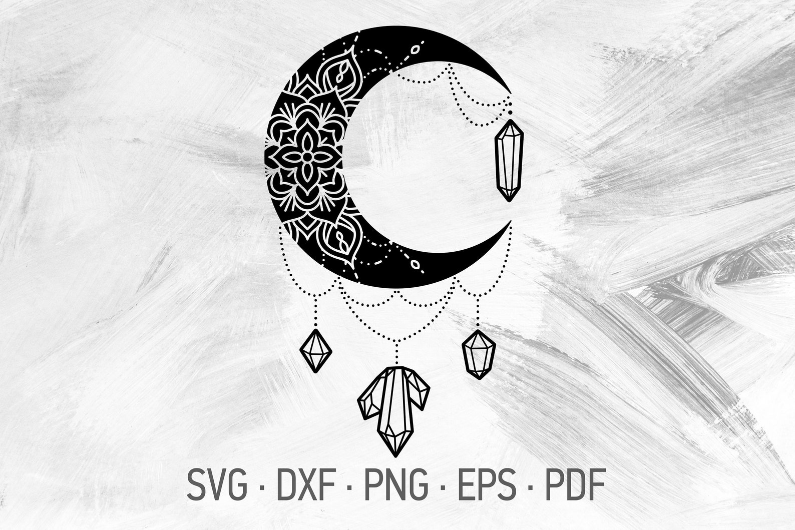 Crystal Moon Mandala SVG Cricut Cut Files Crescent Moon With | Etsy