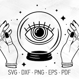 Eye in Crystal Ball SVG Cricut Cut Files, Ball for Psychic Reading or Fortune Telling, Boho [svg dxf png eps pdf]