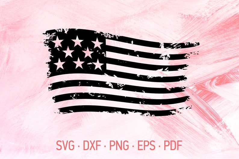 Distressed US Flag SVG Cricut Files Black And White Textured | Etsy