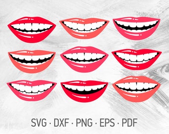 Toothy Smile Bundle SVG Files For Cricut, Cute & Funny Face Mask Designs, Mouth With Teeth Image [svg dxf png eps pdf]