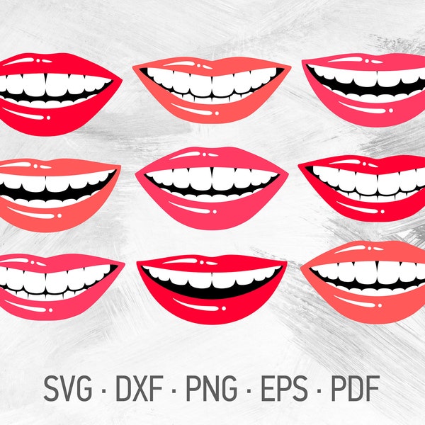 Toothy Smile Bundle SVG Files For Cricut, Cute & Funny Face Mask Designs, Mouth With Teeth Image [svg dxf png eps pdf]