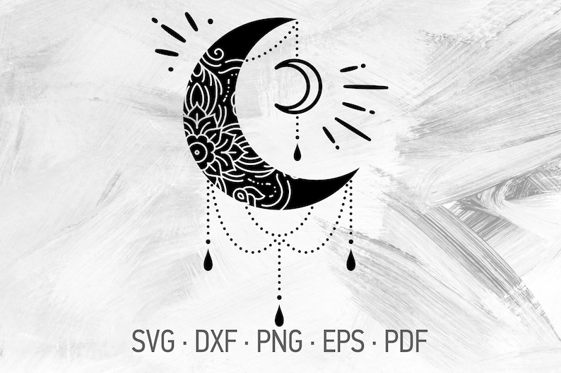 Download Lotus Moon Mandala Svg Cricut Cut Files Svg Dxf Png Eps Pdf Yoga Buddhist Symbol Crescent Moon Lotus Tattoo Design Clip Art Art Collectibles
