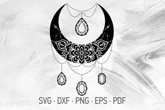 Download Clip Art Lotus Crystal Moon Mandala Svg Cricut Cut Files Svg Dxf Png Eps Pdf Buddhist Symbol Crescent Moon Lotus Flower Tattoo Design Art Collectibles