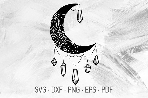 Download Crystal Moon Mandala Svg Cricut Cut Files Crescent Moon With Etsy