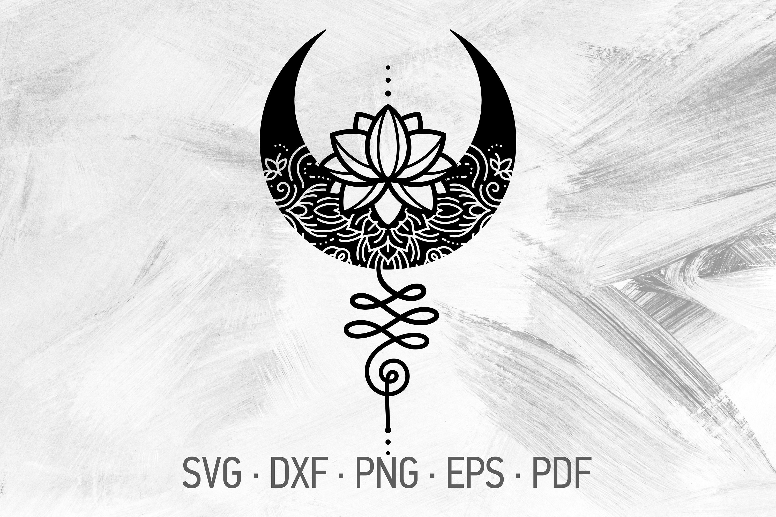 Download Unalome Lotus Moon Mandala SVG Cricut Cut Files Crescent ...