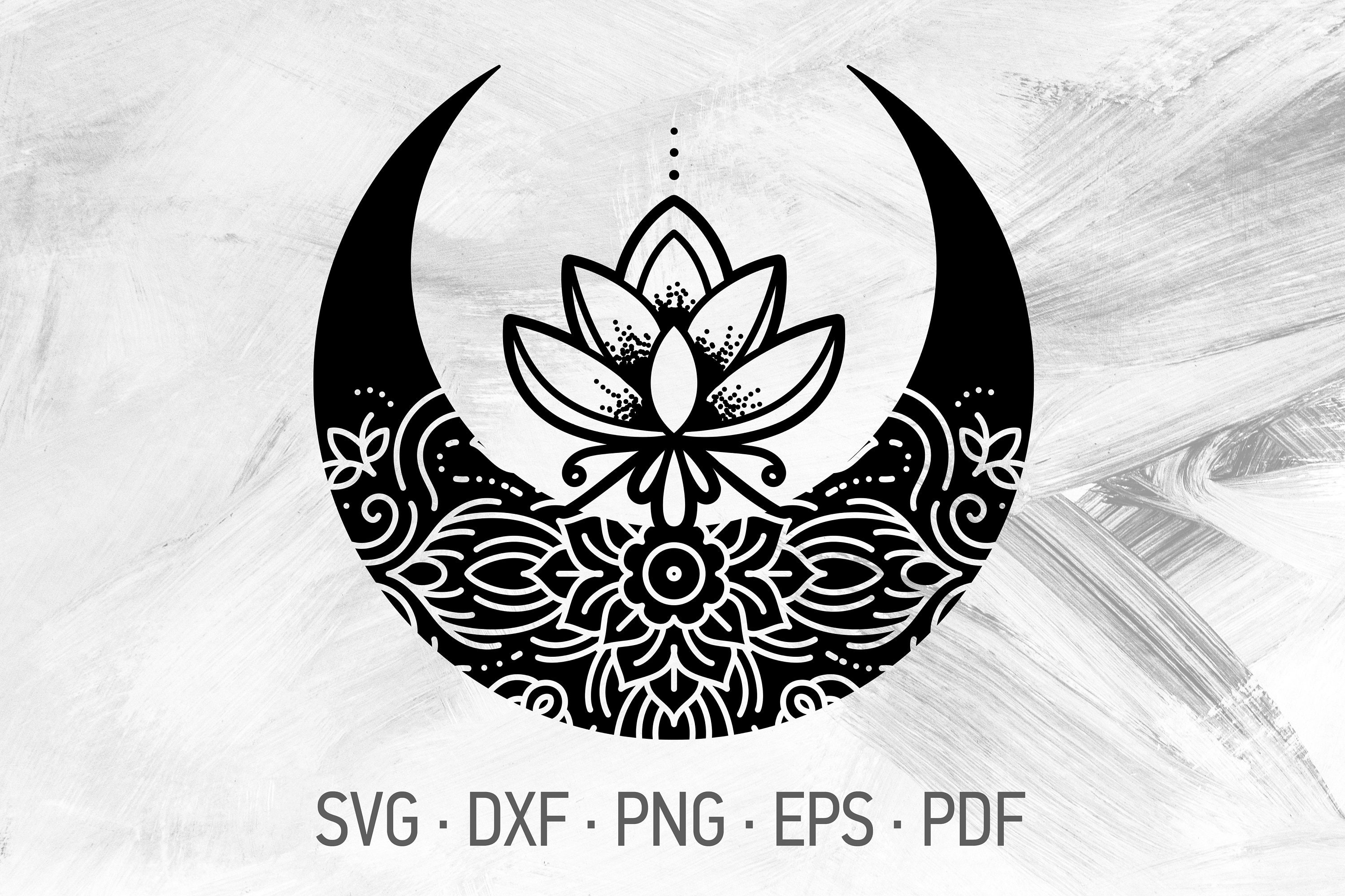 Download Lotus Moon Mandala SVG Cricut Cut Files Spiritual Buddhist ...