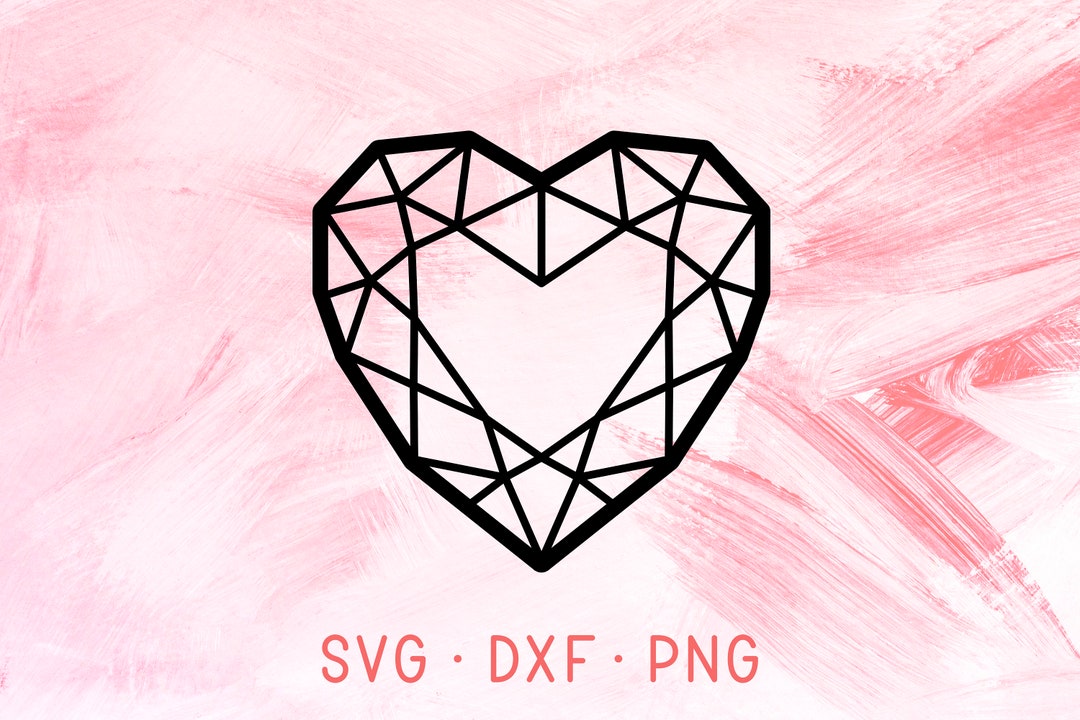 Crystal SVG DXF PNG, Diamond Heart Clipart, Jewel Gem Cutting File ...