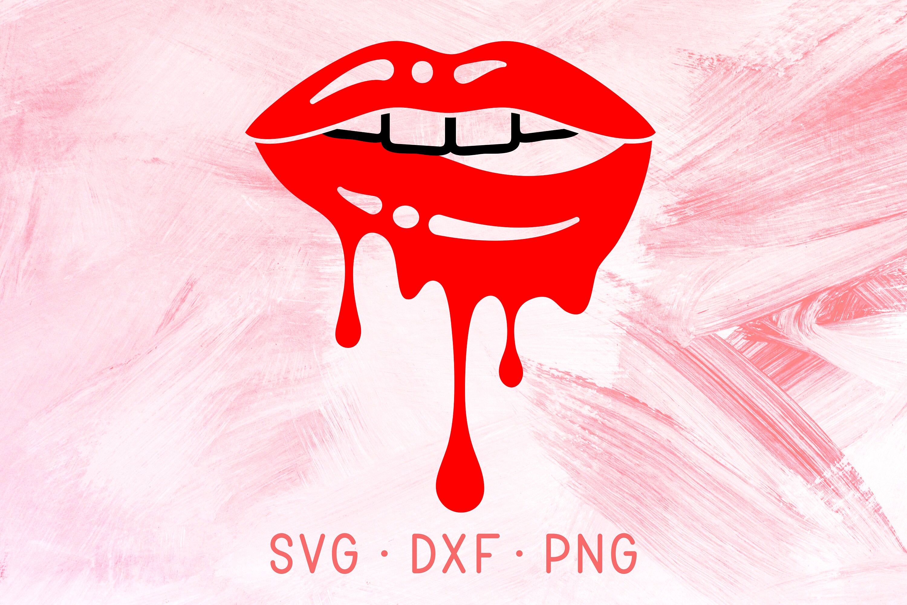 Download Red Dripping Lips SVG DXF PNG Cut Files For Cricut Glossy | Etsy