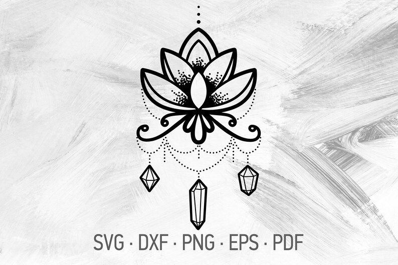 Download Lotus & Crystals SVG Cricut Cut Files Lotus Flower With | Etsy