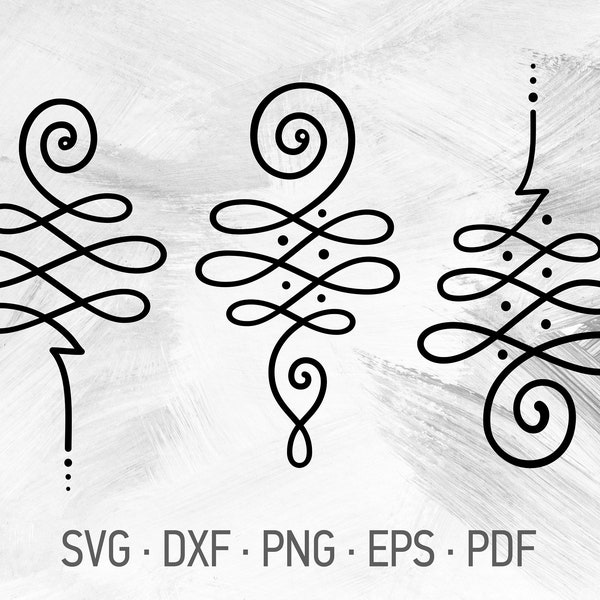 Unalome Lotus Bundle SVG Cricut Cut Files, Simple Cycle / Circle / Spiral Of Life Design, Buddhist Symbol [svg dxf png eps pdf]
