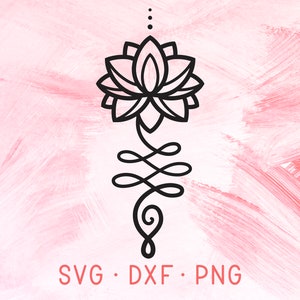 Unalome Lotus SVG File per Cricut, Silhouette, Cute Lotus Blossom Flower DXF PNG Cut File, Funyny Yoga Meditation Studio Logo Decor Clipart