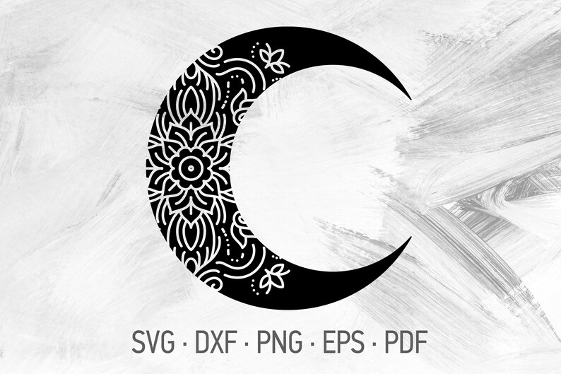 Download Moon With Lotus Mandala Svg Cricut Cut Files Crescent Moon Etsy PSD Mockup Templates