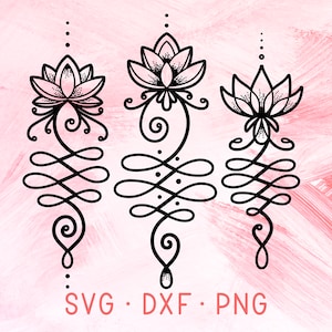 Unalome Lotus Flower SVG DXF PNG Cricut Cut Files, Svg Bundle File For Yoga Matt Logo Design, Sacred Geometry Tattoo Design