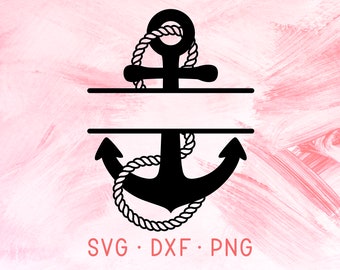 Split Anchor Monogram SVG Files For Cricut, Anchor With Rope Clipart, Nautical Sailor With Boat On Sea Diy Designs, Cruise Shirt Designs