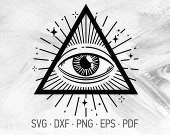 All Seeing Eye SVG Cricut Cut Files, Shirt Design, Third Eye Religious Christian Symbol [svg dxf png eps pdf]