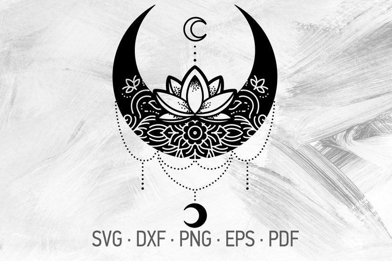 Download Lotus Moon Mandala SVG Cricut Cut Files Crescent Moon ...